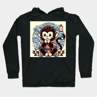 Cute Kawaii monkey king wearing a kimono with flower classic design Hoodie